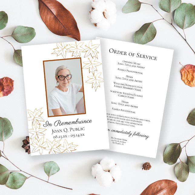 Fall Maple Löv Kant Funeral Memorial Service Program (Skapare uppladdad)