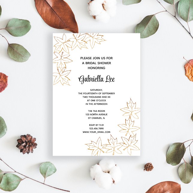 Fall Maple Löv Kant Möhippa Inbjudningar (Fall in love with this autumn leaves bridal shower invitation.)