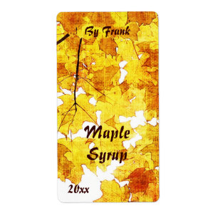 Fall Maple löv Maple sirap etikett Fraktsedel