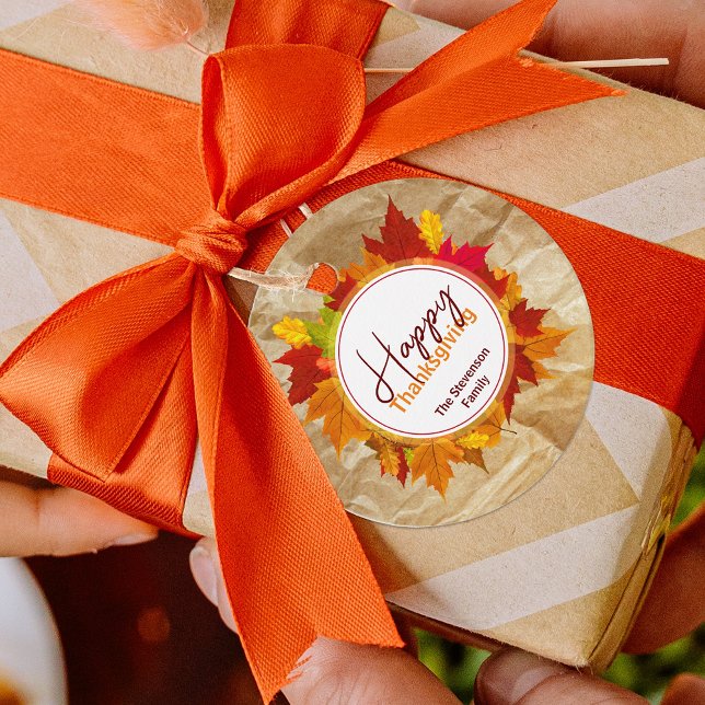 Fall Maple-Löv på Pappra Struktur-Thanksgivingen Gåvor Etiketter (Skapare uppladdad)