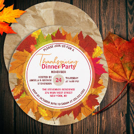 Fall Maple-Löv på Pappra Struktur-Thanksgivingen Inbjudningar