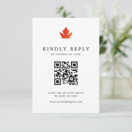 Fall Maple Löv Simple QR Code Bröllop OSA Kort