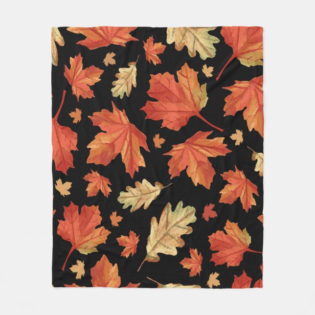 Fall Maple Löv Thanksgiving Mönster Fleecefilt (Framsidan)