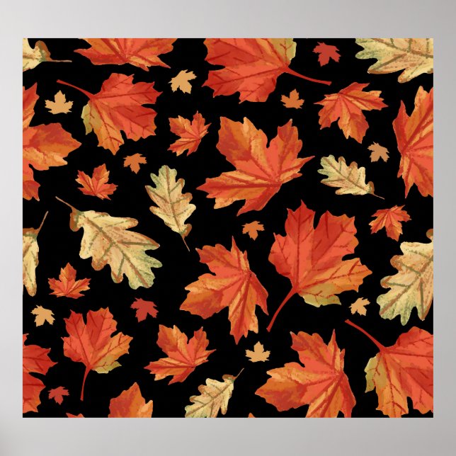 Fall Maple Löv Thanksgiving Mönster Poster (Framsidan)