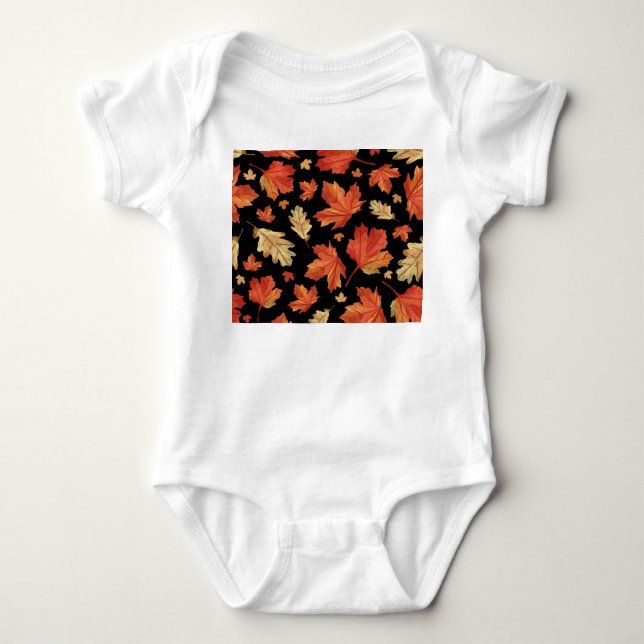 Fall Maple Löv Thanksgiving Mönster T Shirt (Framsida)