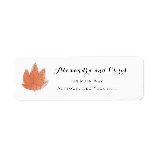 Fall Maple Löv Watercolor-Returetiketter Returadress Etikett (Framsidan)