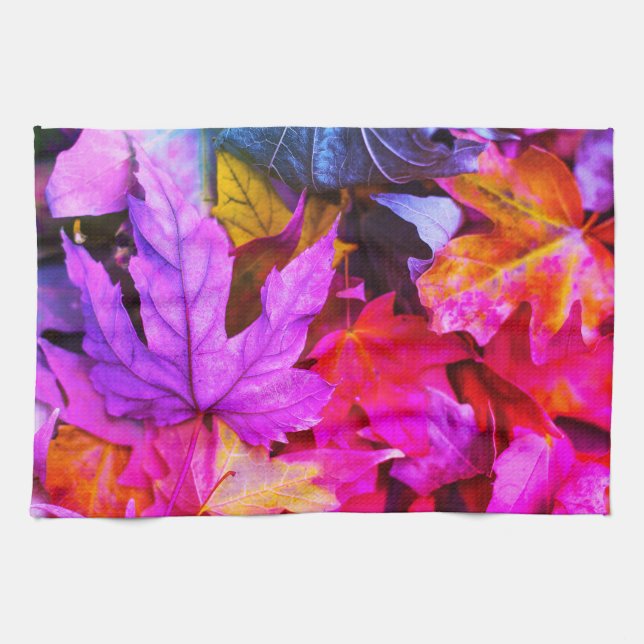 Fall maple träd löv är färglöst höstkaraktär kökshandduk (Horisontell)