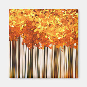 Fall maple träd-skogskonst orange grått rand magnet