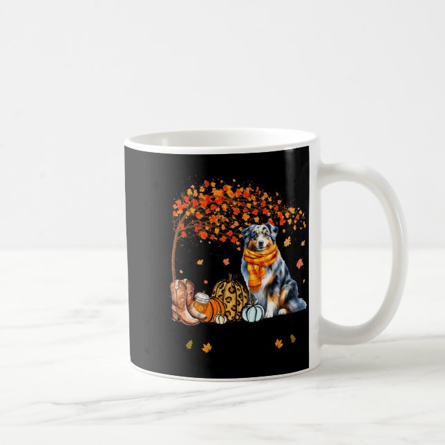 Fall Maple Tree Print Dog Lover Happy Thanksgiving Kaffemugg (Höger)