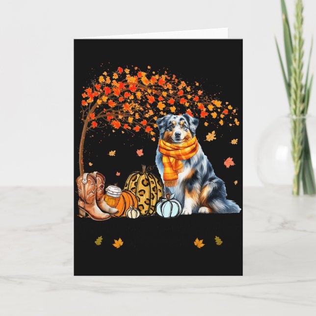 Fall Maple Tree Print Dog Lover Happy Thanksgiving Kort (Framsida)