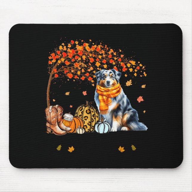 Fall Maple Tree Print Dog Lover Happy Thanksgiving Musmatta (Framsidan)