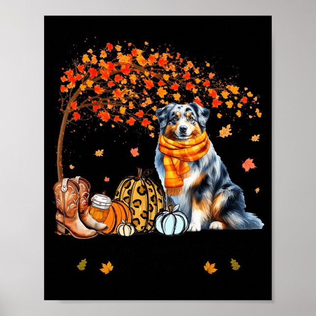 Fall Maple Tree Print Dog Lover Happy Thanksgiving Poster (Framsidan)