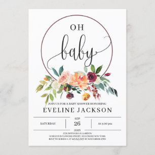 Fall marigold blommigt: Red Wand baby-duschen inbj Inbjudningar