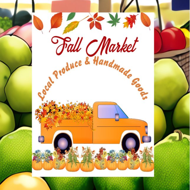 Fall Market Pumpkin Patch Farmhouse Handmade made  Poster (Fall Market Poster)