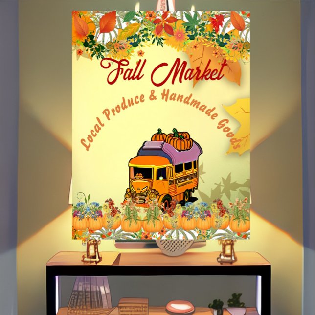 Fall Market Pumpkin Patch Farmhouse Harvest Lastbi Poster (Fall Market Poster)