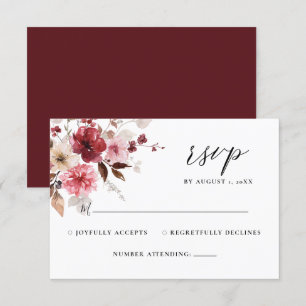 Fall Maroon Rustic Blommigt Bröllop OSA Kort