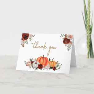 Fall Marsala Burgundy Blommigt Pumpkin Baby Shower Tack Kort