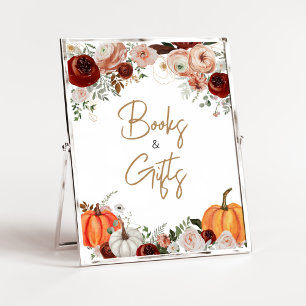 Fall Marsala Burgundy Pumpkin Bokar och Gifts Poster