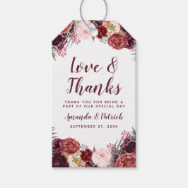 Fall Marsala  Rosa Peony Wedding Favor Märkres Presentetikett