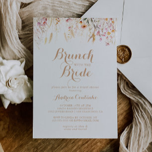 Fall Meadow Blommigt Brunch med Bride Shower Inbjudningar