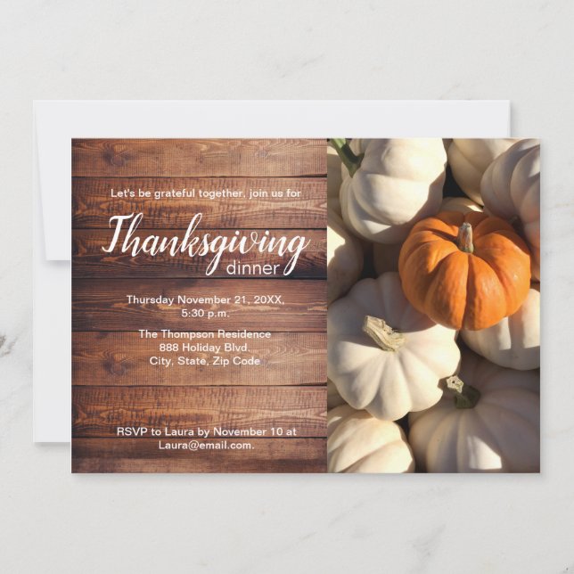 Fall Modern Script-Thanksgiving - Middag Party Julkort (Framsida)