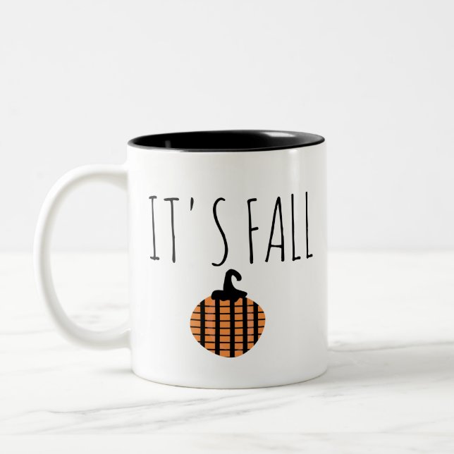 Fall Modern Stripe Pumpkin Halloween Två-Tonad Mugg (Vänster)