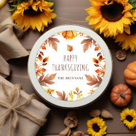 Fall Modern Thanksgiving Höst löv Runt Klistermärke
