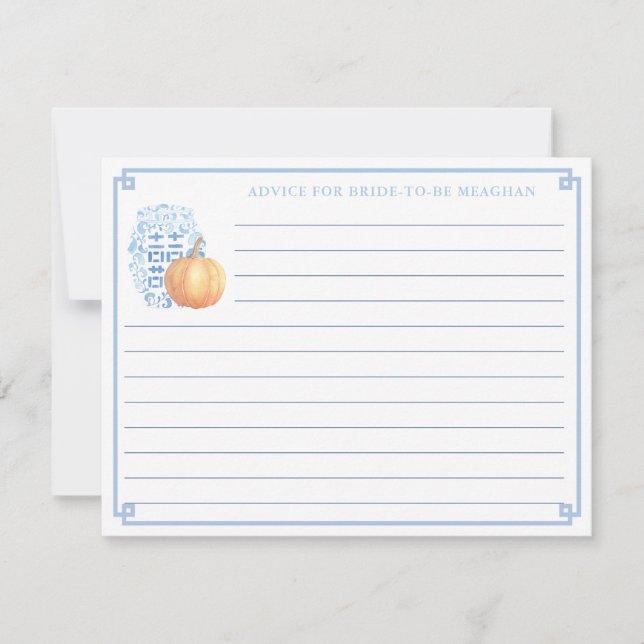 Fall Möhippa Pumpkin Advice for Bride Card Inbjudningar (Framsida)