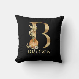 Fall Monogram B med Pumpkin Dekorativ kudde