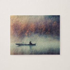 Fall Morgonfiske som flyter ut till Sjö Pussel