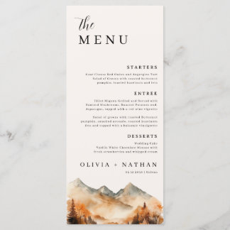 Fall Mountain Bröllop Menu och tack Meny