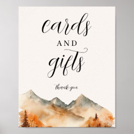 Fall Mountain Bröllopskort och Gifts Sign Poster