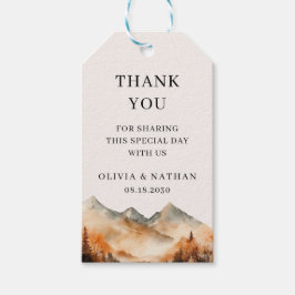 Fall Mountain Wedding Favor Presentetikett