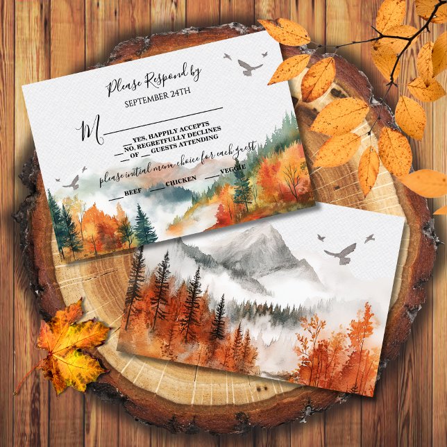 Fall Mountain Woodland Forest Bröllop OSA Inbjudningar (Skapare uppladdad)
