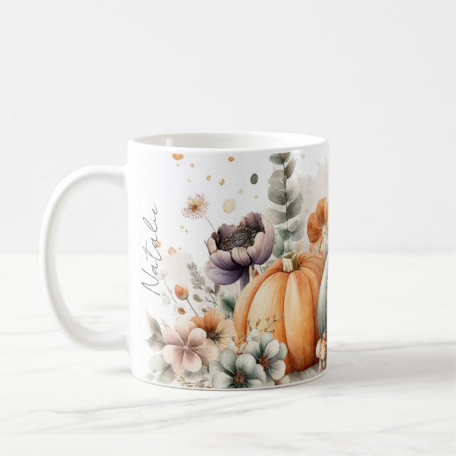 Fall Mugg med pumpor, svampar och blommor (Vänster)
