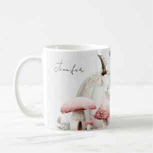 Fall Mugg med rosa Pumpkins and Flowers