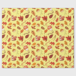Fall Mushroom and Squirrel Sömless Wrapping Papper Presentpapper