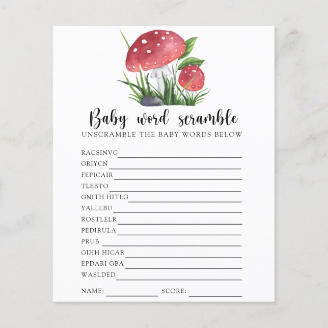 Fall Mushroom Baby Ord Scramble Game (Framsida)