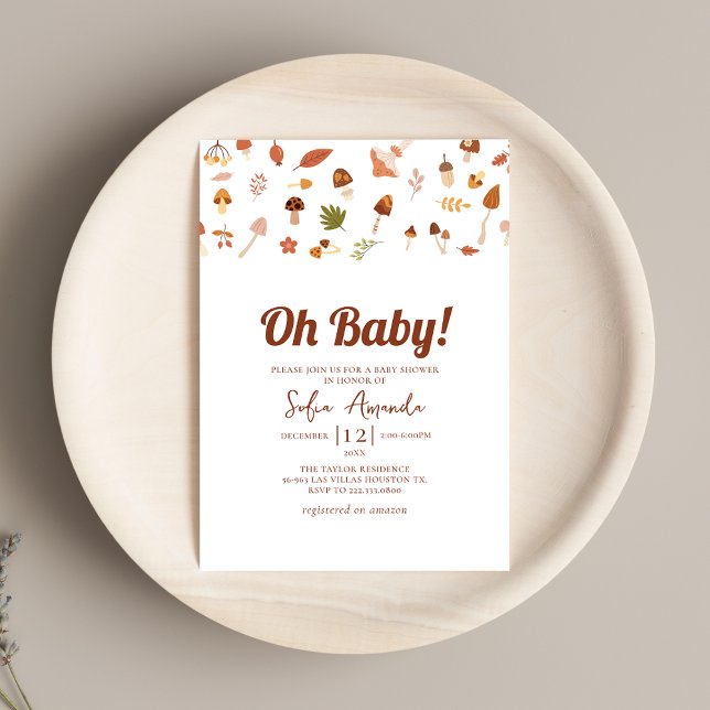 Fall Mushroom Baby Shower Inbjudningar (Skapare uppladdad)