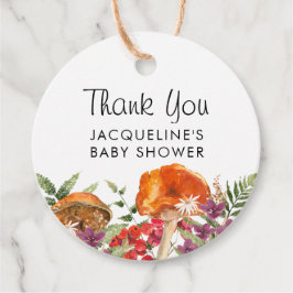 Fall Mushroom Baby Shower Tack Gåvor Etiketter