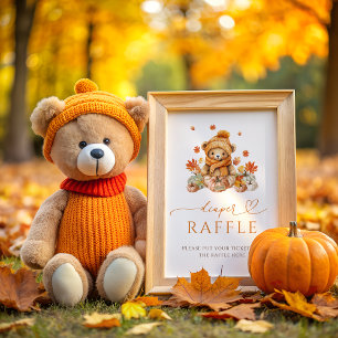 Fall Nalle med Pumpkin Baby Shower Diaper Poster