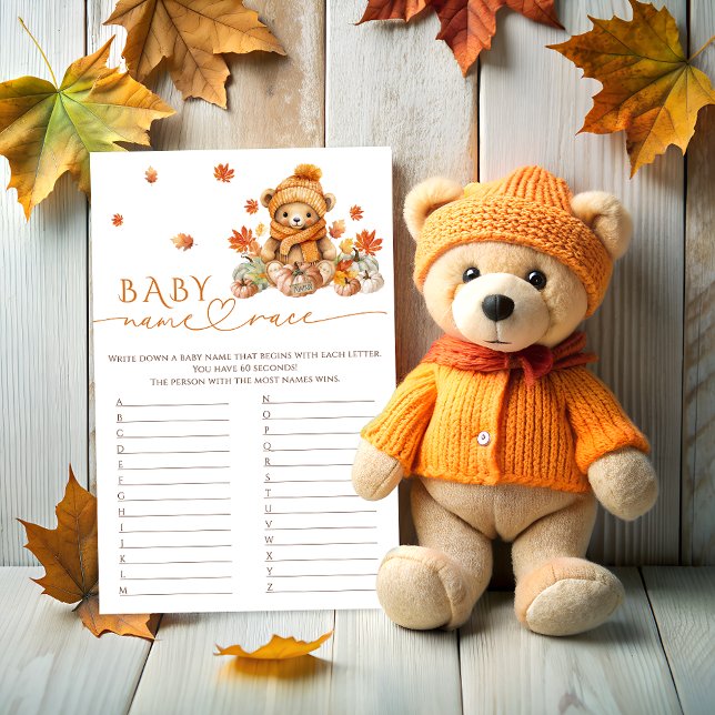 Fall Nalle Pumpkin Namn Tävling Baby Shower Game (Skapare uppladdad)