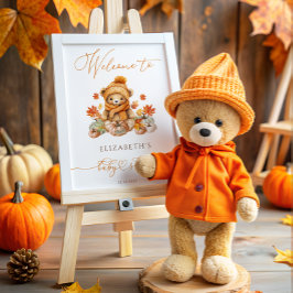 Fall Nalle & Pumpkins Baby Shower Välkommen Poster