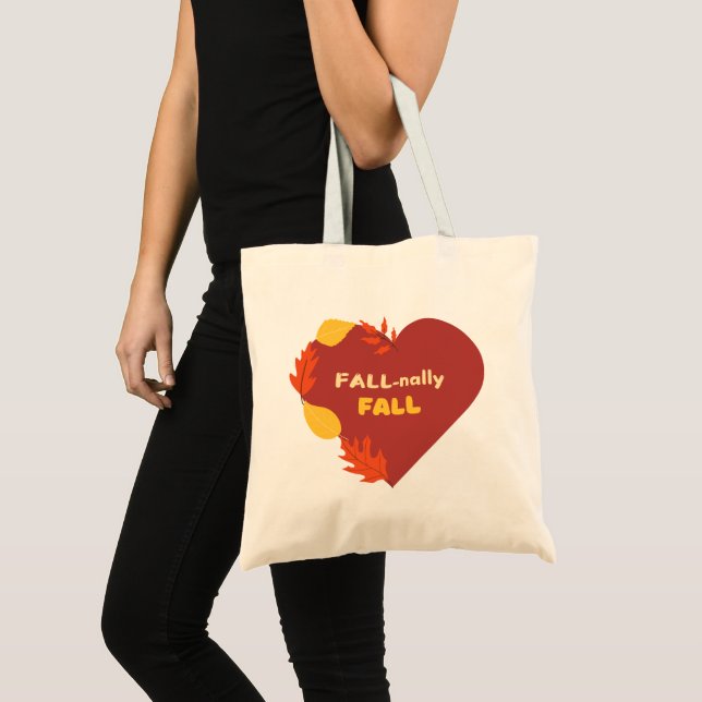 Fall-nally Fall Tote Bag med hjärta och Löv Tygkasse (Framsida (produkt))