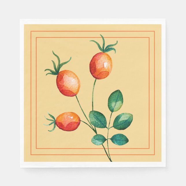 Fall Napkins med Orange Berries Pappersservett (Framsidan)