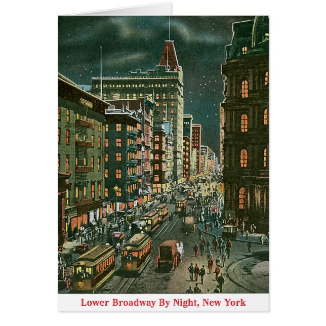 Fäll ned Broadway vid natt Hälsningskort (Framsidan)