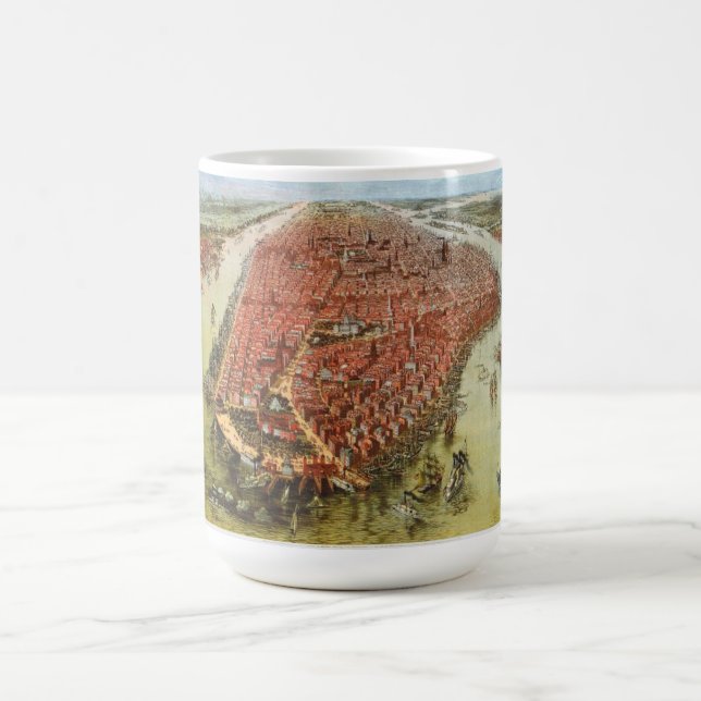 Fäll ned Manhattan konst Kaffemugg (Center)