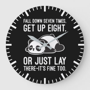 Fall ner sju gånger, kom upp åtta - Lazy Panda Stor Klocka