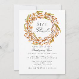 Fall Nest-Thanksgiving | Vattenfärg Inbjudningar