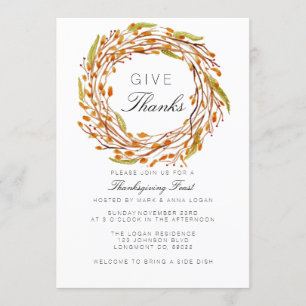 Fall Nest-Thanksgiving   Vattenfärg Inbjudningar